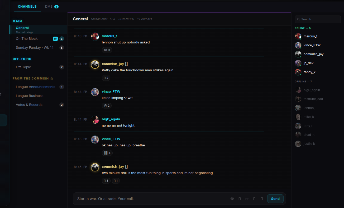 Alpha Leagues — Comms, Sunday-night live thread