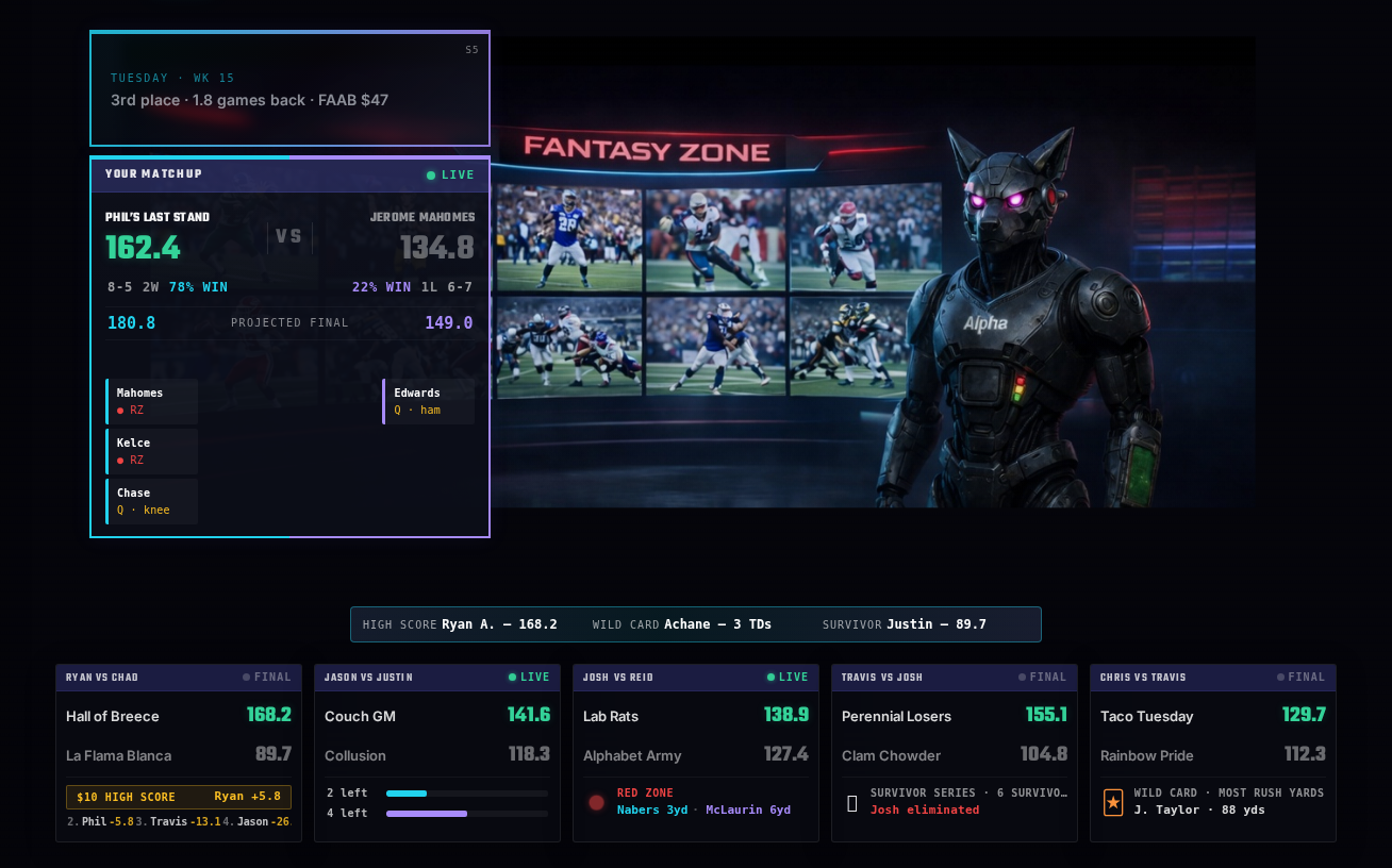 Alpha Leagues — Scoreboard / Fantasy Zone (live)
